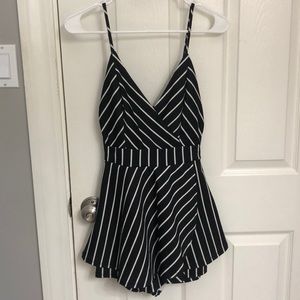 Black and White Striped Romper